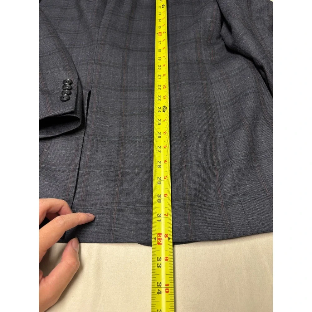 Jos A Bank Signature Collection‎ Gray Plaid 100% Wool Blazer Sport Coat Mens 46R